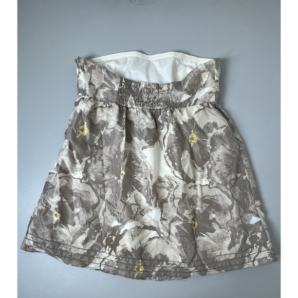 Banana Republic Strapless Silk Floral Top Size 6 A Line Babydoll Ruffle Feminine - Picture 2 of 13